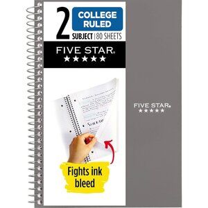 Spiral Notebook, 2 Subject, College Ruled Paper, 6" x 9-1/2", 80 Sheets, Fights